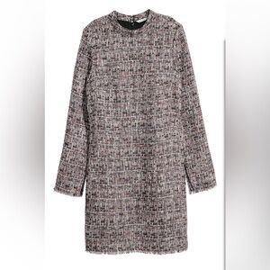 H&M Long Sleeve Tweed Dress - Black and White